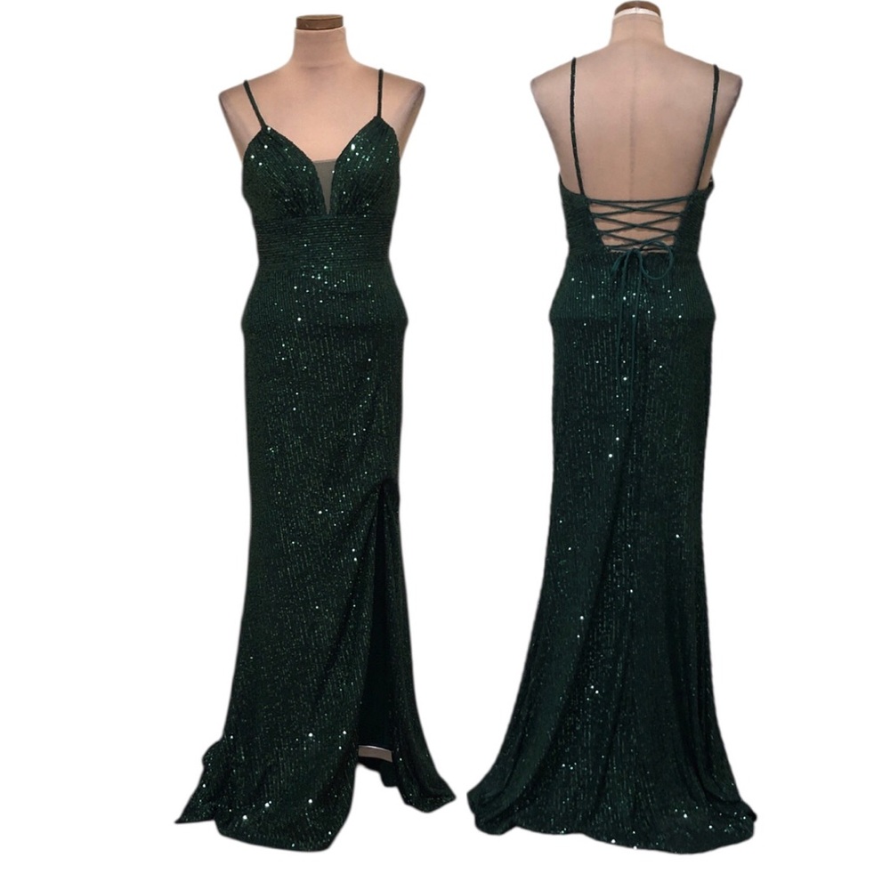Dancing Queen Maxi Dress Size Small Green Sequins